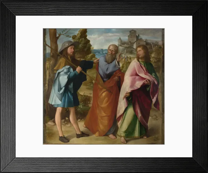 Framed Print : The Road to Emmaus, c. 1516. Artist: Melone, Altobello (c. 1490-before 1543) Framed Print : The Road to Emmaus, c. 1516. Artist: Melone, Altobello (c. 1490-before 1543)