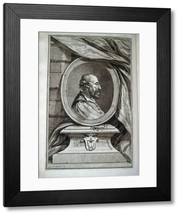 Framed Print : Portrait of Ludovico Ariosto (1474-1533), 1730. Artist: Orsolini, Carlo (1704-1780) Framed Print : Portrait of Ludovico Ariosto (1474-1533), 1730. Artist: Orsolini, Carlo (1704-1780)