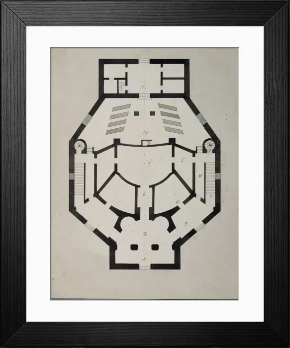 Framed Print : Upstairs Floor Plan. Artist: Quarenghi, Giacomo Antonio Domenico (1744-1817) Framed Print : Upstairs Floor Plan. Artist: Quarenghi, Giacomo Antonio Domenico (1744-1817)