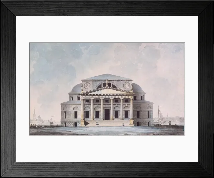 Framed Print : Facade of the Stock Exchange Building in Saint Petersburg, 1783. Artist: Quarenghi, Giacomo Antonio Domenico (1744-1817) Framed Print : Facade of the Stock Exchange Building in Saint Petersburg, 1783. Artist: Quarenghi, Giacomo Antonio Domenico (1744-1817)