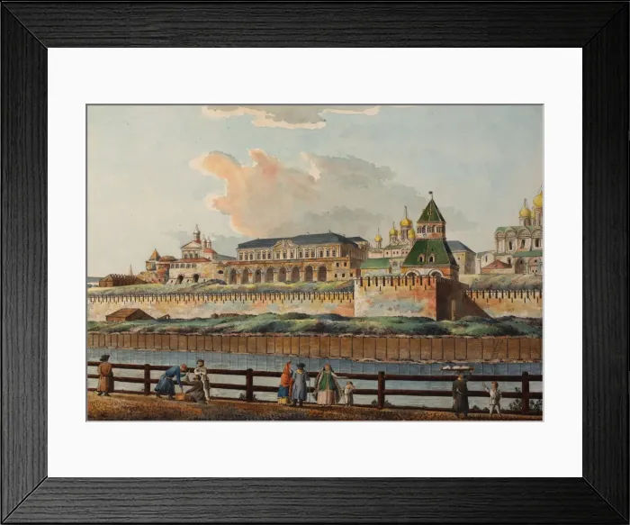 Framed Print : View of the Winter Kremlin Palace from Moskva River, 1780s. Artist: Camporesi, Francesco (1747-1831) Framed Print : View of the Winter Kremlin Palace from Moskva River, 1780s. Artist: Camporesi, Francesco (1747-1831)