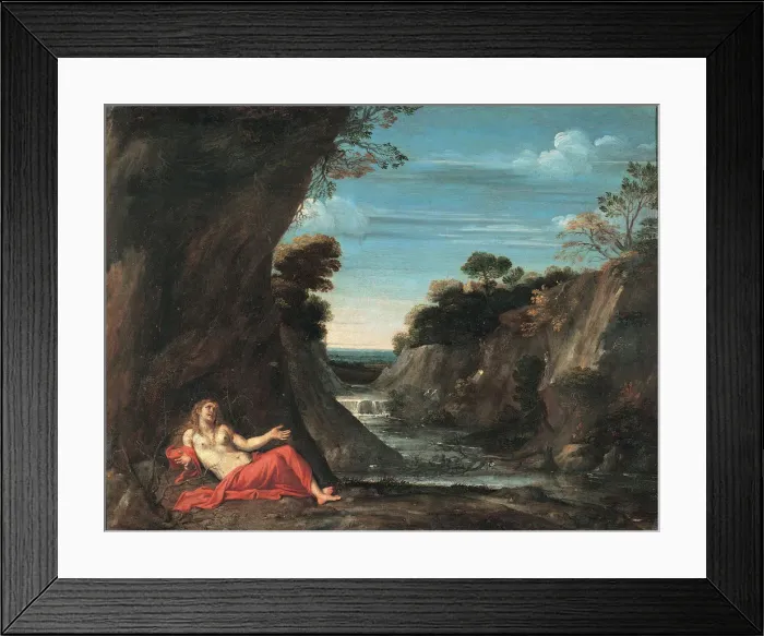 Framed Print : Landscape with the penitent Magdalene, Between 1601 and 1641. Artist: Carracci, Annibale (1560-1609) Framed Print : Landscape with the penitent Magdalene, Between 1601 and 1641. Artist: Carracci, Annibale (1560-1609)
