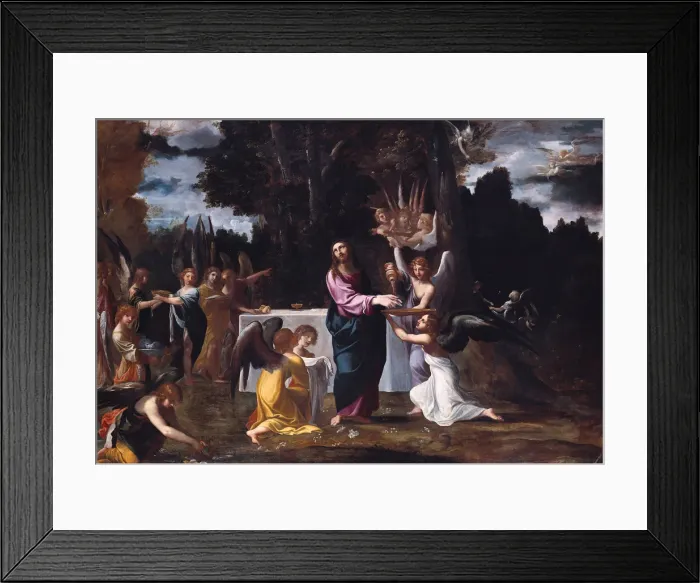 Framed Print : Christ in the Wilderness, Served by Angels, ca 1608. Artist: Carracci, Lodovico (1555-1619) Framed Print : Christ in the Wilderness, Served by Angels, ca 1608. Artist: Carracci, Lodovico (1555-1619)