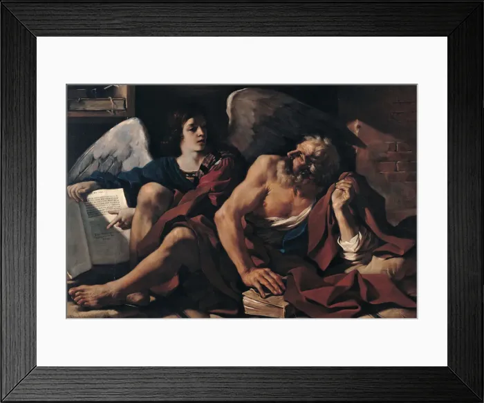 Framed Print : Saint Matthew and the Angel, 1622. Artist: Guercino (1591-1666) Framed Print : Saint Matthew and the Angel, 1622. Artist: Guercino (1591-1666)