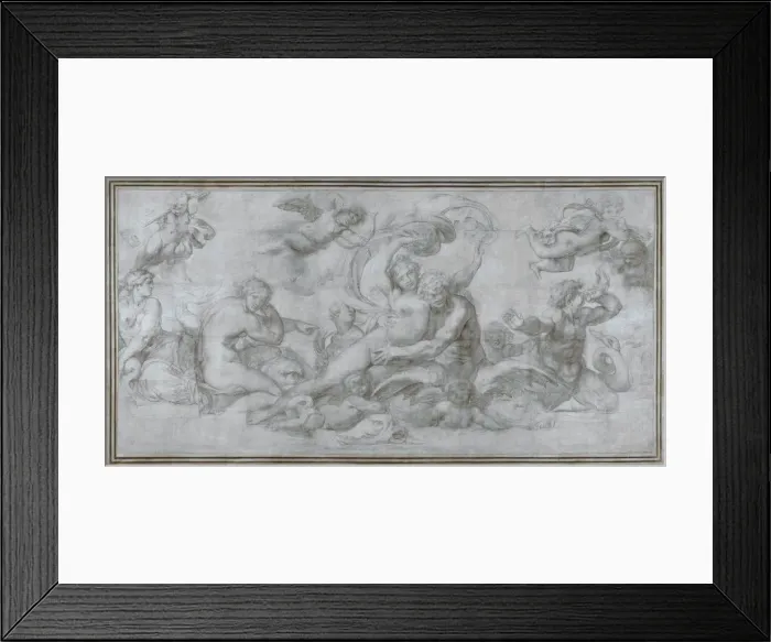 Framed Print : A Woman borne off by a Sea God (Cartoon for a fresco in the Gallery of the Palazzo Farnese, Rome), c. 1599. Artist: Carracci, Agostino (1557-1602) Framed Print : A Woman borne off by a Sea God (Cartoon for a fresco in the Gallery of the Palazzo Farnese, Rome), c. 1599. Artist: Carracci, Agostino (1557-1602)