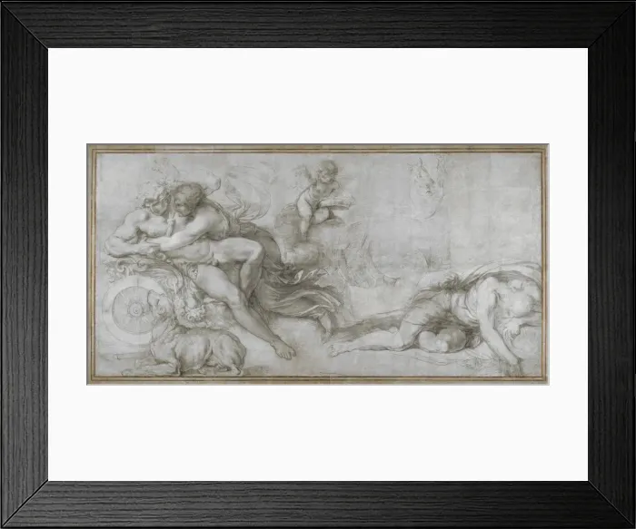 Framed Print : Cephalus carried off by Aurora in her Chariot (Cartoon for a fresco in the Gallery of the Palazzo Farnese, Rome), c. 1599. Artist: Carracci, Agostino (1557-1602) Framed Print : Cephalus carried off by Aurora in her Chariot (Cartoon for a fresco in the Gallery of the Palazzo Farnese, Rome), c. 1599. Artist: Carracci, Agostino (1557-1602)