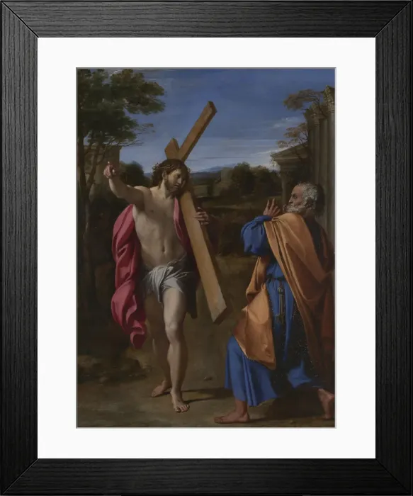 Framed Print : Christ appearing to Saint Peter on the Appian Way (Domine, Quo Vadis?), ca 1602. Artist: Carracci, Annibale (1560-1609) Framed Print : Christ appearing to Saint Peter on the Appian Way (Domine, Quo Vadis?), ca 1602. Artist: Carracci, Annibale (1560-1609)
