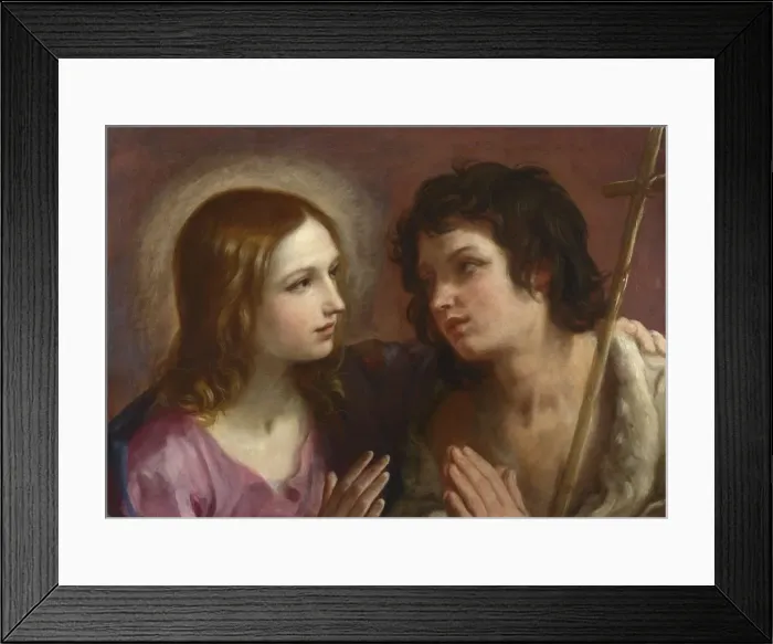 Framed Print : Christ embracing Saint John the Baptist, c. 1640. Artist: Reni, Guido (1575-1642) Framed Print : Christ embracing Saint John the Baptist, c. 1640. Artist: Reni, Guido (1575-1642)