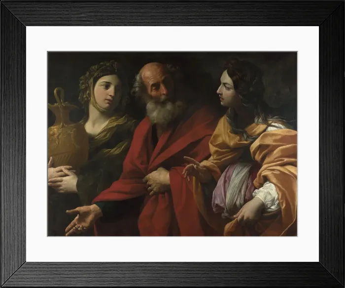 Framed Print : Lot and his Daughters leaving Sodom, c. 1615. Artist: Reni, Guido (1575-1642) Framed Print : Lot and his Daughters leaving Sodom, c. 1615. Artist: Reni, Guido (1575-1642)