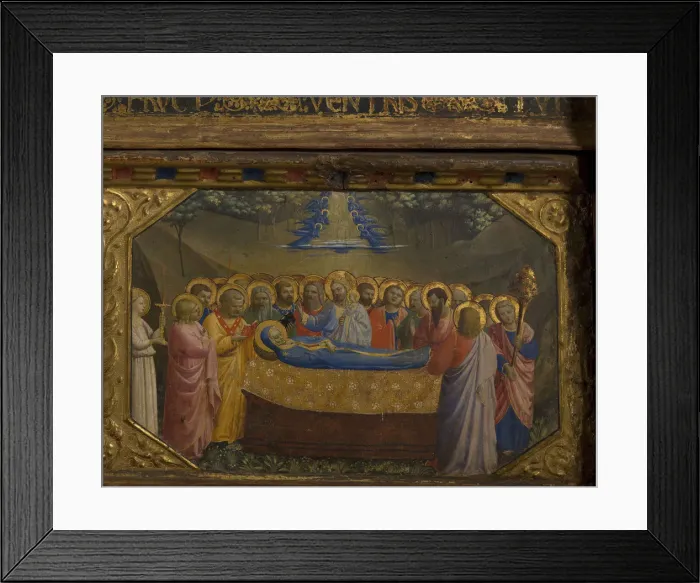 Framed Print : The Death of the Virgin (The Annunciation retable with 5 Predella scenes), 1430-1432. Artist: Angelico, Fra Giovanni, da Fiesole (ca. 1400-1455) Framed Print : The Death of the Virgin (The Annunciation retable with 5 Predella scenes), 1430-1432. Artist: Angelico, Fra Giovanni, da Fiesole (ca. 1400-1455)