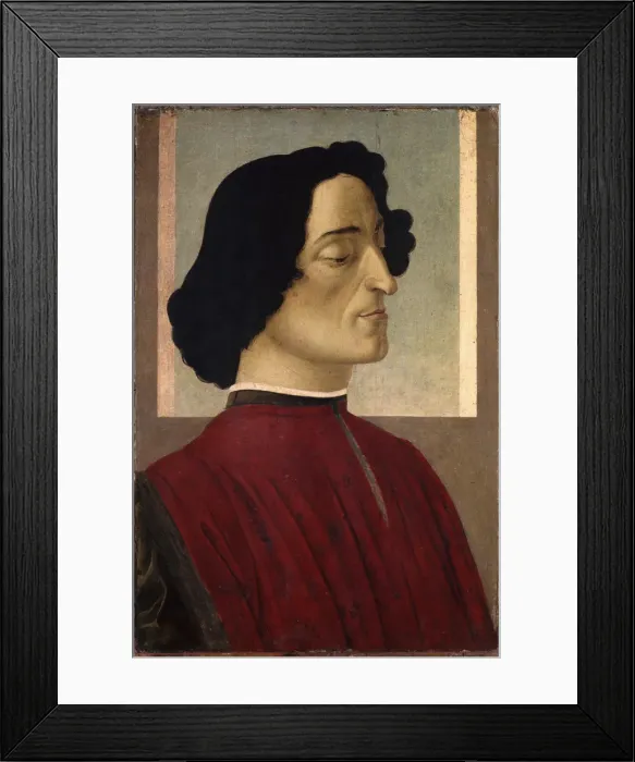 Framed Print : Portrait of Giuliano de Medici (1453?1478), ca 1475. Artist: Botticelli, Sandro (1445-1510) Framed Print : Portrait of Giuliano de Medici (1453?1478), ca 1475. Artist: Botticelli, Sandro (1445-1510)