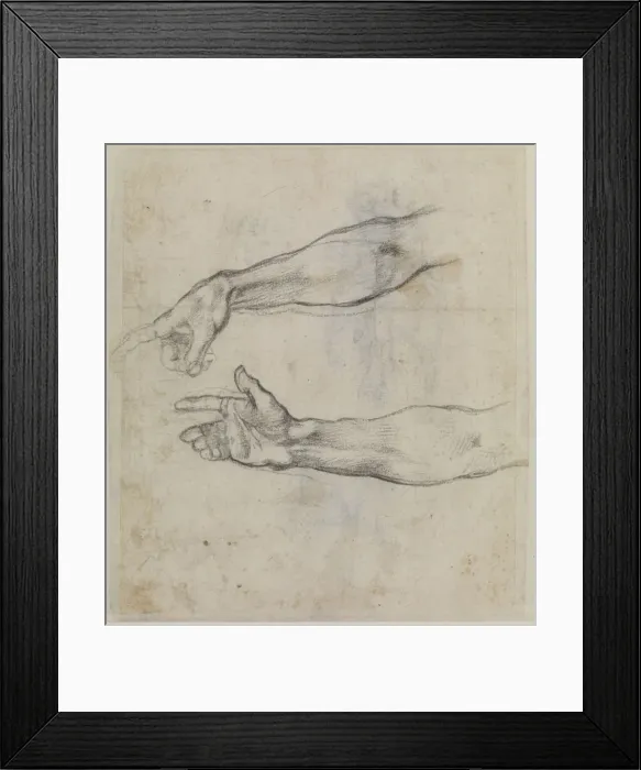 Framed Print : Studies of an outstretched arm for the fresco The Drunkenness of Noah, c. 1508. Artist: Buonarroti, Michelangelo (1475-1564) Framed Print : Studies of an outstretched arm for the fresco The Drunkenness of Noah, c. 1508. Artist: Buonarroti, Michelangelo (1475-1564)