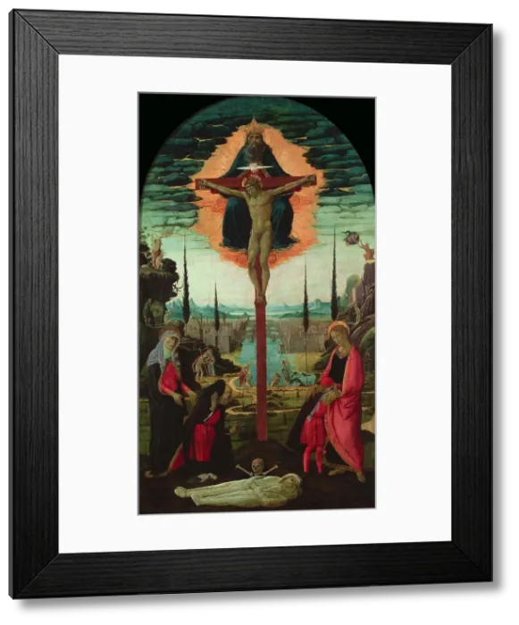Framed Print : Altarpiece: the Trinity, the Virgin, Saint John and Donors, c. 1480. Artist: Jacopo del Sellaio (1442-1493) Framed Print : Altarpiece: the Trinity, the Virgin, Saint John and Donors, c. 1480. Artist: Jacopo del Sellaio (1442-1493)