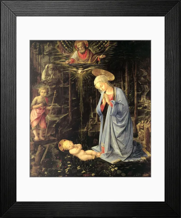 Framed Print : The Adoration in the Forest, 1459. Artist: Lippi, Fra Filippo (1406-1469) Framed Print : The Adoration in the Forest, 1459. Artist: Lippi, Fra Filippo (1406-1469)