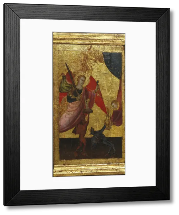 Framed Print : Saint Lawrence Intercedes for the Soul of Emperor Henry II. Scenes from the Life of Saint Lawrence, predella, ca 1412. Artist: Lorenzo di Niccolo (active 1391-1414) Framed Print : Saint Lawrence Intercedes for the Soul of Emperor Henry II. Scenes from the Life of Saint Lawrence, predella, ca 1412. Artist: Lorenzo di Niccolo (active 1391-1414)