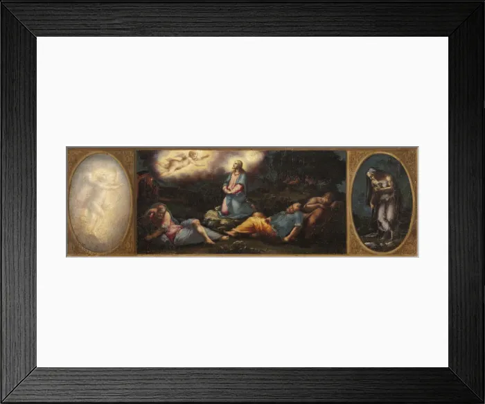 Framed Print : Christ on the Mount of Olives with Two Allegorical Figures. Artist: Vasari, Giorgio (1511-1574) Framed Print : Christ on the Mount of Olives with Two Allegorical Figures. Artist: Vasari, Giorgio (1511-1574)