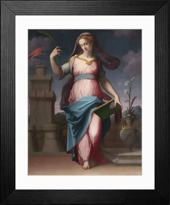 Framed Print : Saint Barbara. Artist: Vasari, Giorgio (1511-1574)