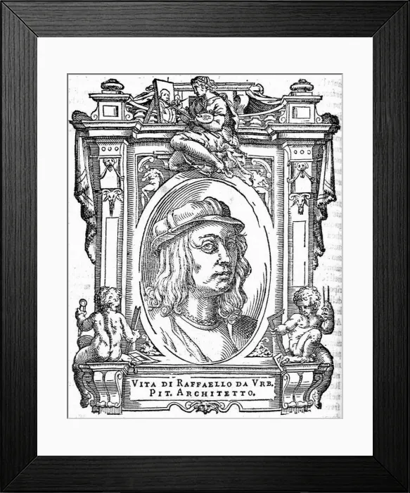 Framed Print : Raphael. From: Giorgio Vasari, The Lives of the Most Excellent Italian Painters, Sculptors, and Architects, 1568. Artist: Anonymous Framed Print : Raphael. From: Giorgio Vasari, The Lives of the Most Excellent Italian Painters, Sculptors, and Architects, 1568. Artist: Anonymous