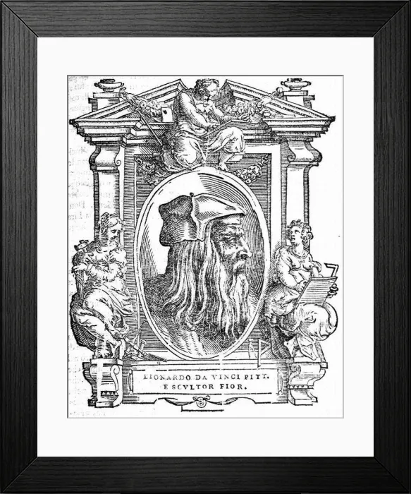 Framed Print : Leonardo da Vinci. From: Giorgio Vasari, The Lives of the Most Excellent Italian Painters, Sculptors, and Architects, 1568. Artist: Anonymous