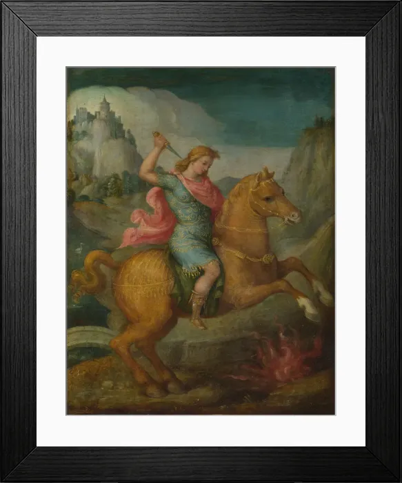 Framed Print : Marcus Curtius, c. 1525. Artist: Bacchiacca, Francesco (1494-1557) Framed Print : Marcus Curtius, c. 1525. Artist: Bacchiacca, Francesco (1494-1557)