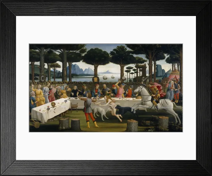Framed Print : The Story of Nastagio degli Onesti (Third episode), ca 1483. Artist: Botticelli, Sandro (1445-1510) Framed Print : The Story of Nastagio degli Onesti (Third episode), ca 1483. Artist: Botticelli, Sandro (1445-1510)