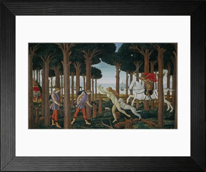 Framed Print : The Story of Nastagio degli Onesti (First episode), ca 1483. Artist: Botticelli, Sandro (1445-1510) Framed Print : The Story of Nastagio degli Onesti (First episode), ca 1483. Artist: Botticelli, Sandro (1445-1510)