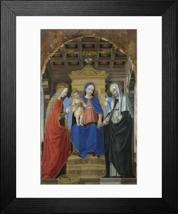 Framed Print : The Virgin and Child with Saint Catherine of Alexandria and Saint Catherine of Siena, c. 1490. Artist: Bergognone, Ambrogio (1453-1523) Framed Print : The Virgin and Child with Saint Catherine of Alexandria and Saint Catherine of Siena, c. 1490. Artist: Bergognone, Ambrogio (1453-1523)
