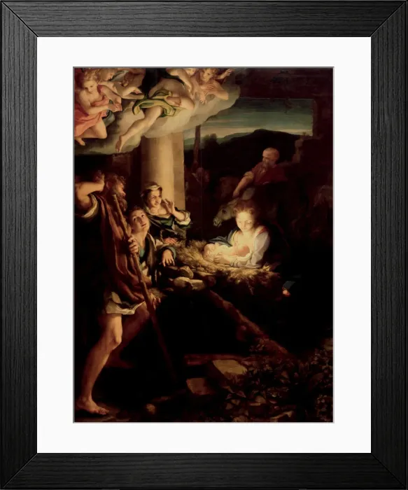 Framed Print : The Holy Night, 1527-1530. Artist: Correggio (1489-1534) Framed Print : The Holy Night, 1527-1530. Artist: Correggio (1489-1534)
