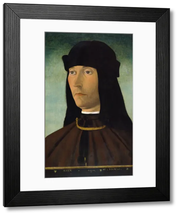 Framed Print : Portrait of Alessandro de Richao, after 1491. Artist: Mazzola, Filippo (1460-1505) Framed Print : Portrait of Alessandro de Richao, after 1491. Artist: Mazzola, Filippo (1460-1505)