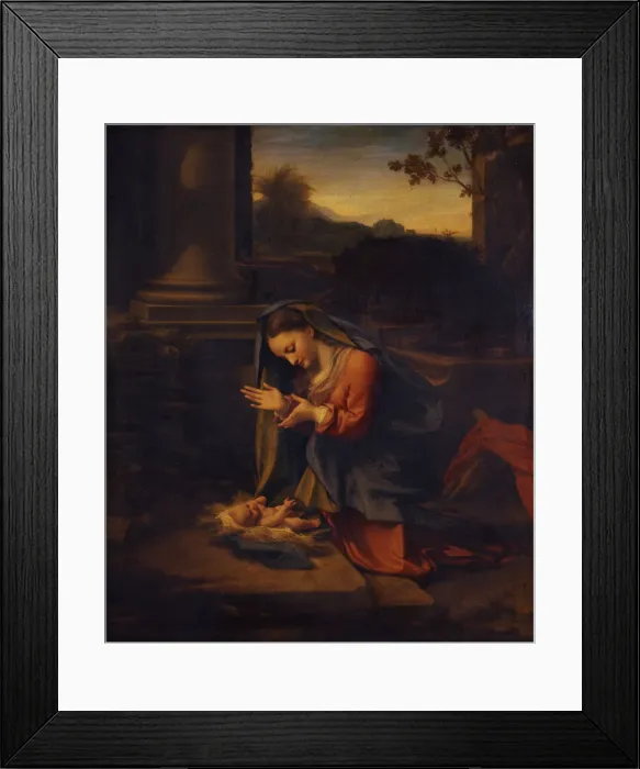 Framed Print : Madonna adoring the Child, c. 1525. Artist: Correggio (1489-1534) Framed Print : Madonna adoring the Child, c. 1525. Artist: Correggio (1489-1534)