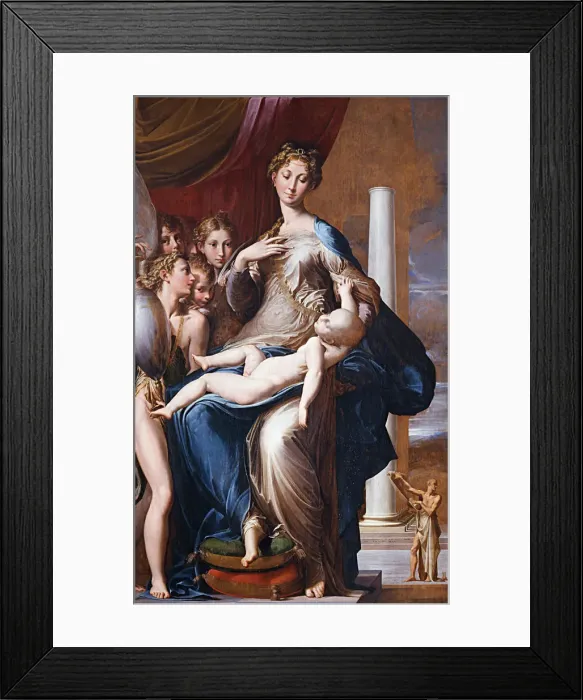 Framed Print : Madonna and Child with Angels (Madonna with the Long Neck), Between 1534 und 1540. Artist: Parmigianino (1503-1540) Framed Print : Madonna and Child with Angels (Madonna with the Long Neck), Between 1534 und 1540. Artist: Parmigianino (1503-1540)