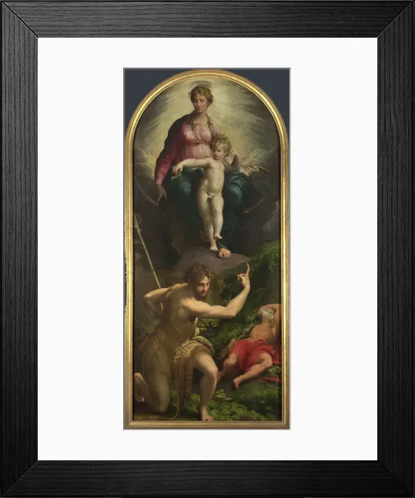 Framed Print : The Madonna and Child with Saints John the Baptist and Jerome, 1527. Artist: Parmigianino (1503-1540) Framed Print : The Madonna and Child with Saints John the Baptist and Jerome, 1527. Artist: Parmigianino (1503-1540)