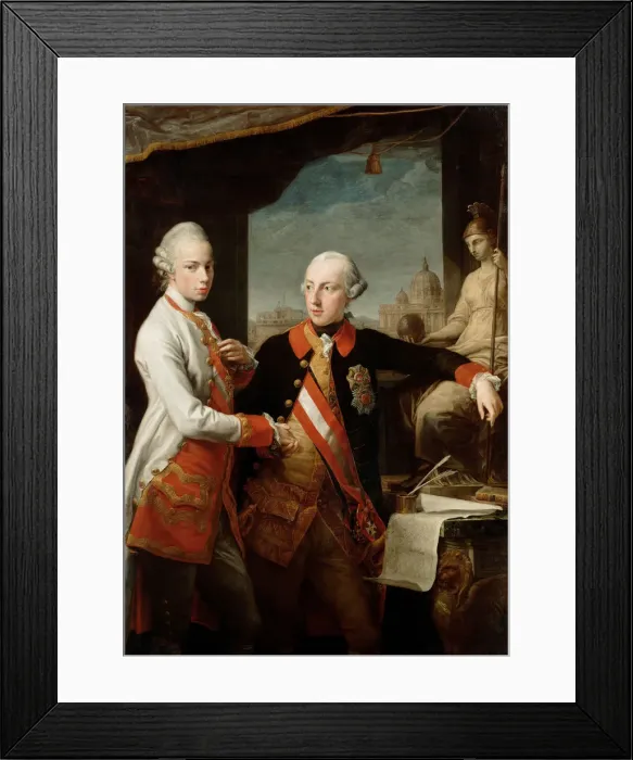 Framed Print : Emperor Joseph II with Grand Duke Pietro Leopoldo of Tuscany, 1769. Artist: Batoni, Pompeo Girolamo (1708-1787) Framed Print : Emperor Joseph II with Grand Duke Pietro Leopoldo of Tuscany, 1769. Artist: Batoni, Pompeo Girolamo (1708-1787)