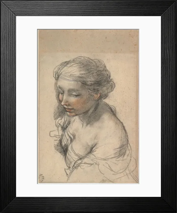 Framed Print : Bust of a Young Woman Turned to the Left, 1637. Artist: Cortona, Pietro da (1596-1669) Framed Print : Bust of a Young Woman Turned to the Left, 1637. Artist: Cortona, Pietro da (1596-1669)