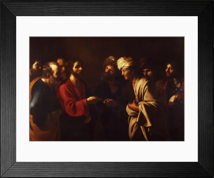 Framed Print : The Tribute Money, c. 1615. Artist: Manfredi, Bartolomeo (1587-1622)