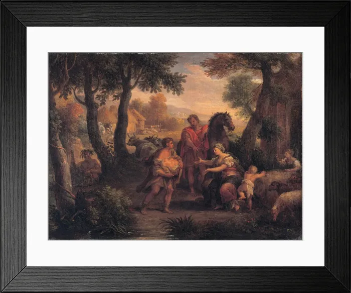 Framed Print : Finding of Romulus and Remus, c. 1720-1740. Artist: Lucatelli, Andrea (1695-1741) Framed Print : Finding of Romulus and Remus, c. 1720-1740. Artist: Lucatelli, Andrea (1695-1741)