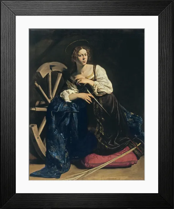 Framed Print : Saint Catherine of Alexandria, c. 1598. Artist: Caravaggio, Michelangelo (1571-1610) Framed Print : Saint Catherine of Alexandria, c. 1598. Artist: Caravaggio, Michelangelo (1571-1610)