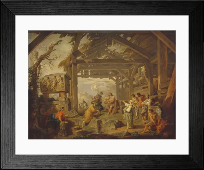 Framed Print : Cumaean Sibyl prophesied the Birth of Christ, 1738. Artist: Panini, Giovanni Paolo (1691-1765) Framed Print : Cumaean Sibyl prophesied the Birth of Christ, 1738. Artist: Panini, Giovanni Paolo (1691-1765)
