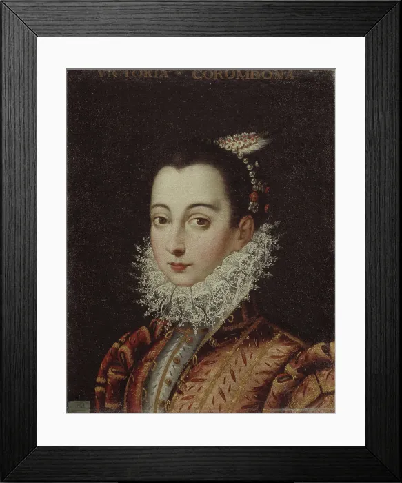 Framed Print : Portrait of Vittoria Accoramboni (1557-1585), c. 1580. Artist: Pulzone, Scipione (1550-1598) Framed Print : Portrait of Vittoria Accoramboni (1557-1585), c. 1580. Artist: Pulzone, Scipione (1550-1598)