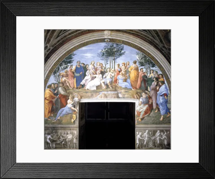 Framed Print : The Parnassus (Fresco in the Stanza della Segnatura), 1509-1511. Artist: Raphael (1483-1520) Framed Print : The Parnassus (Fresco in the Stanza della Segnatura), 1509-1511. Artist: Raphael (1483-1520)