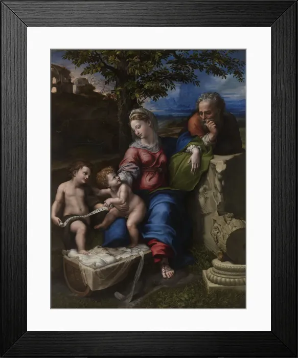 Framed Print : The Holy Family Under an Oak Tree, ca 1518. Artist: Raphael (1483-1520) Framed Print : The Holy Family Under an Oak Tree, ca 1518. Artist: Raphael (1483-1520)
