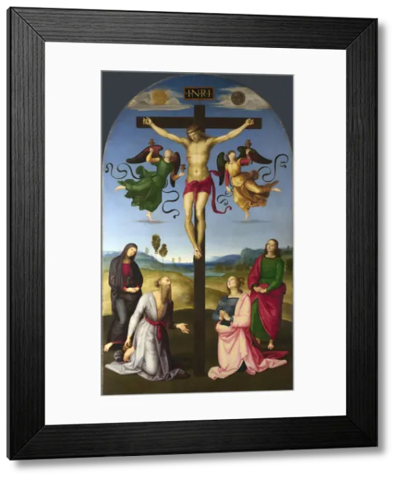 Framed Print : The Crucified Christ with the Virgin Mary, Saints and Angels (The Mond Crucifixion), 1502-1503. Artist: Raphael (1483-1520) Framed Print : The Crucified Christ with the Virgin Mary, Saints and Angels (The Mond Crucifixion), 1502-1503. Artist: Raphael (1483-1520)