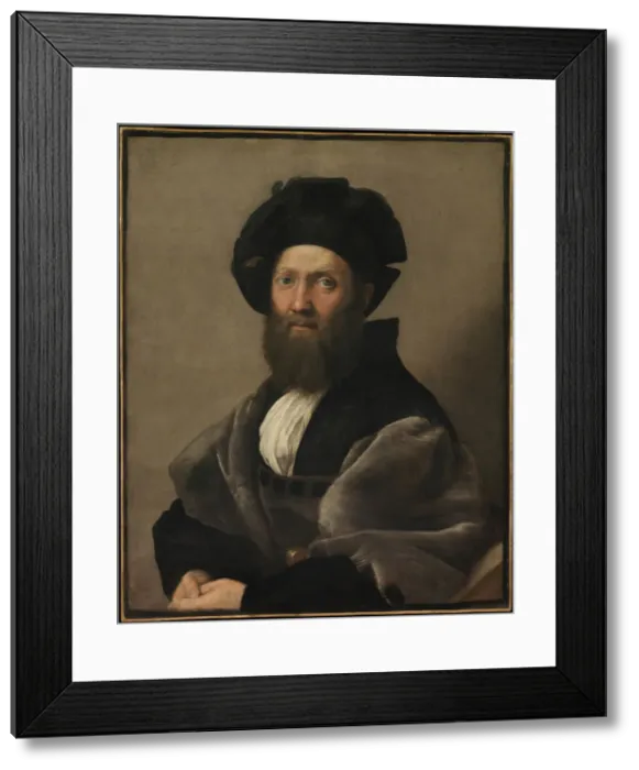 Framed Print : Portrait of Baldassare Castiglione, ca 1515. Artist: Raphael (1483-1520) Framed Print : Portrait of Baldassare Castiglione, ca 1515. Artist: Raphael (1483-1520)