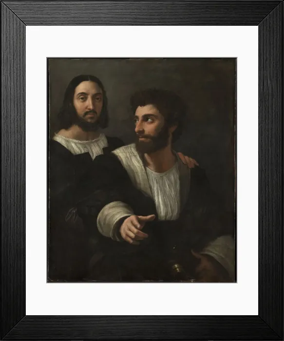 Framed Print : Self-Portrait with a Friend (Double Portrait), 1519. Artist: Raphael (1483-1520) Framed Print : Self-Portrait with a Friend (Double Portrait), 1519. Artist: Raphael (1483-1520)