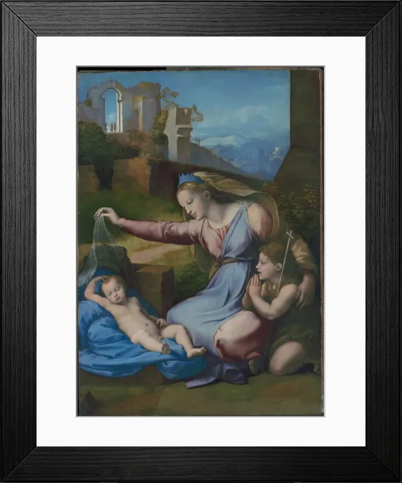 Framed Print : Madonna with the Blue Diadem, c. 1510. Artist: Raphael (1483-1520) Framed Print : Madonna with the Blue Diadem, c. 1510. Artist: Raphael (1483-1520)
