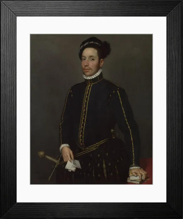 Framed Print : Portrait of a Gentleman (Il Gentile Cavaliere), c. 1565. Artist: Moroni, Giovan Battista (1520 / 25-1578) Framed Print : Portrait of a Gentleman (Il Gentile Cavaliere), c. 1565. Artist: Moroni, Giovan Battista (1520 / 25-1578)