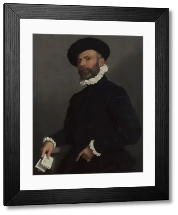 Framed Print : Portrait of a Man holding a Letter (L Avvocato), c. 1570. Artist: Moroni, Giovan Battista (1520 / 25-1578) Framed Print : Portrait of a Man holding a Letter (L Avvocato), c. 1570. Artist: Moroni, Giovan Battista (1520 / 25-1578)