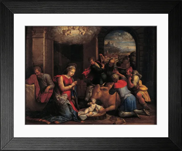 Framed Print : The Adoration of the Shepherds, 1536-1537. Artist: Garofalo, Benvenuto Tisi da (1481-1559) Framed Print : The Adoration of the Shepherds, 1536-1537. Artist: Garofalo, Benvenuto Tisi da (1481-1559)