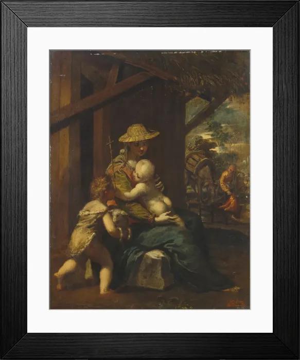 Framed Print : The Holy Family. Artist: Scarsellino (Scarsella), Ippolito (1551-1620) Framed Print : The Holy Family. Artist: Scarsellino (Scarsella), Ippolito (1551-1620)