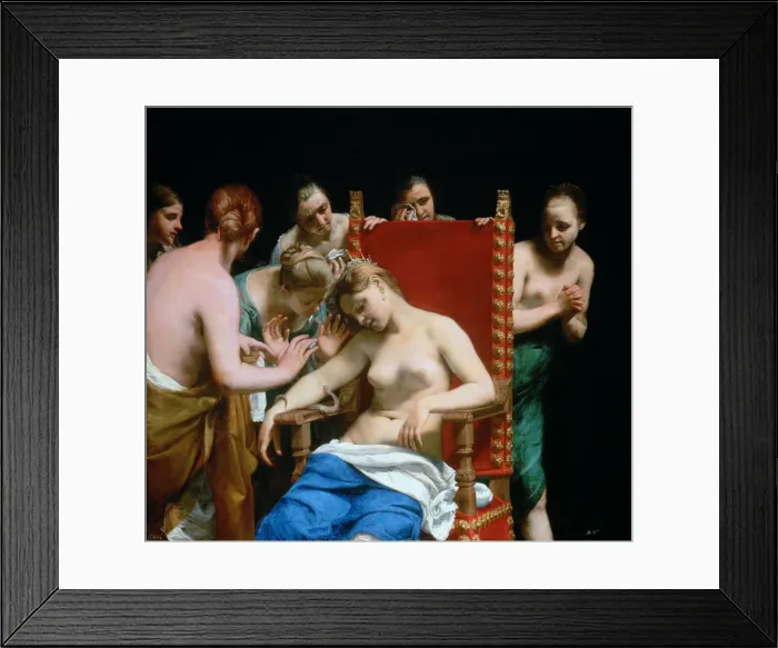 Framed Print : The Death of Cleopatra, ca 1662. Artist: Canlassi, Guido (Guidobaldo) (1601-1663) Framed Print : The Death of Cleopatra, ca 1662. Artist: Canlassi, Guido (Guidobaldo) (1601-1663)